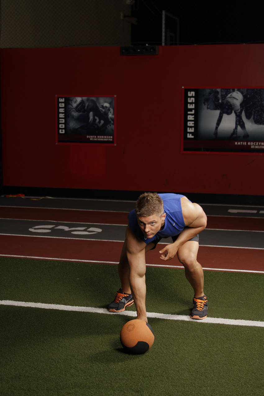 How to perform the Chest Push from 3 point stance exercise