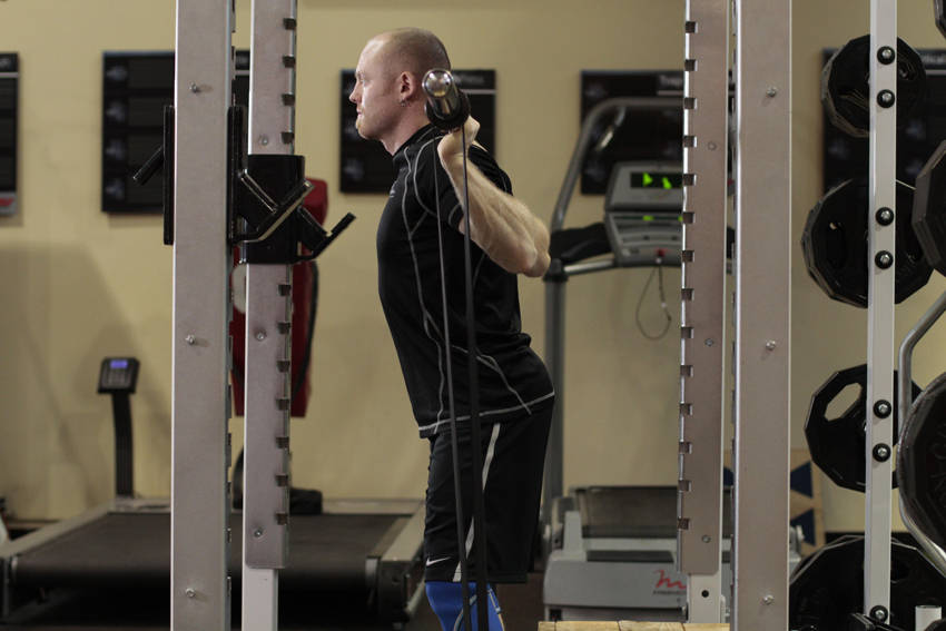How to perform the Box Squat with Bands exercise