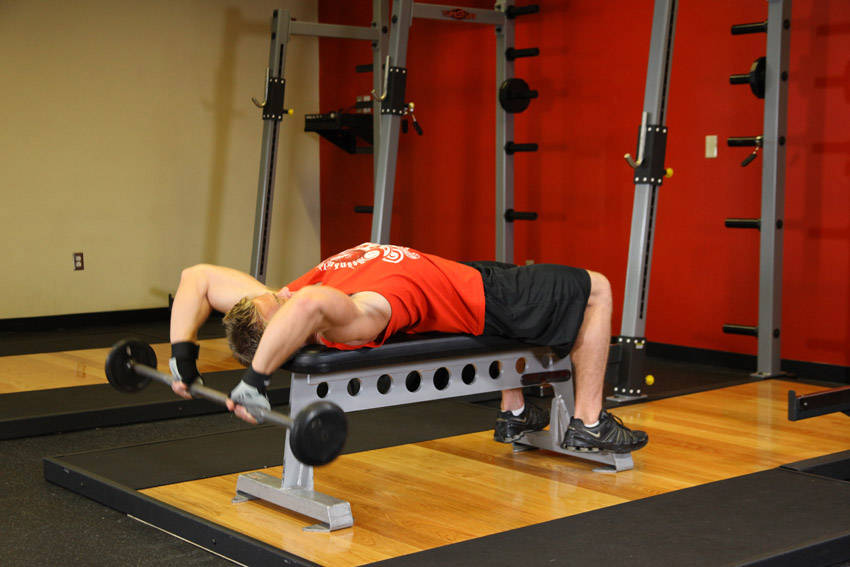 How to perform the Bent-Arm Barbell Pullover exercise