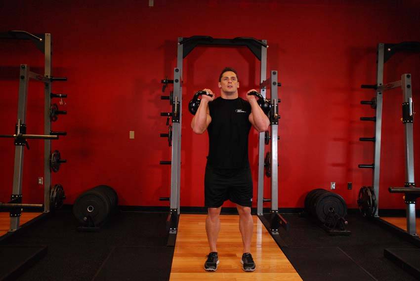How to perform the Double Kettlebell Push Press exercise