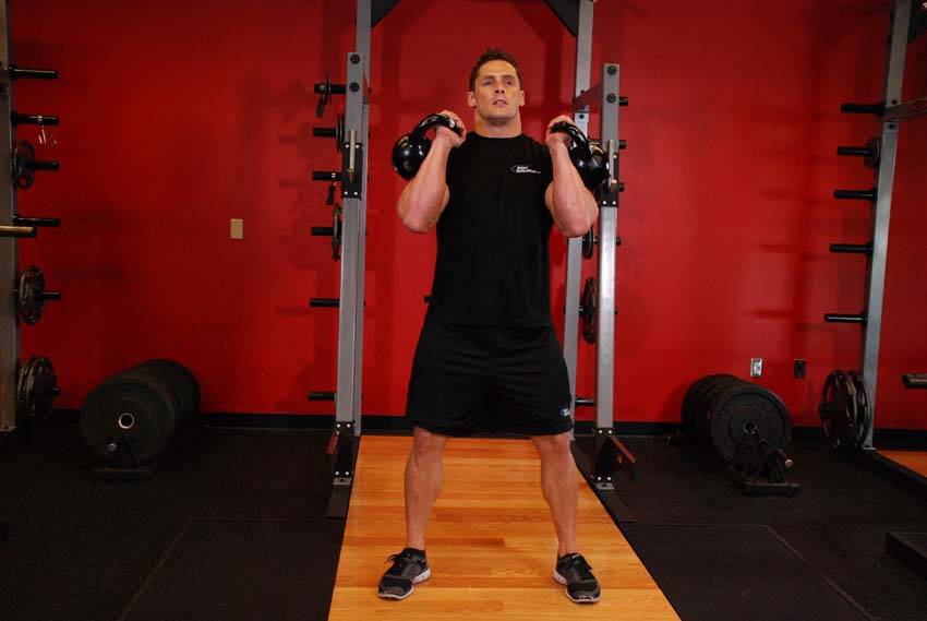 How to perform the Front Squats With Two Kettlebells exercise