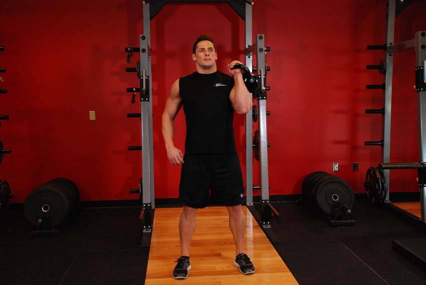 How to perform the One-Arm Kettlebell Military Press To The Side exercise