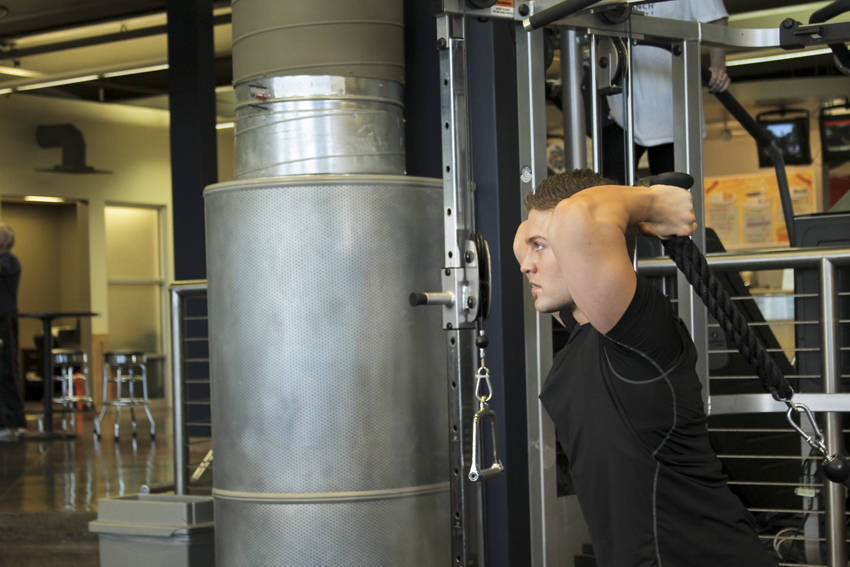 How to perform the Triceps Overhead Extension with Rope exercise