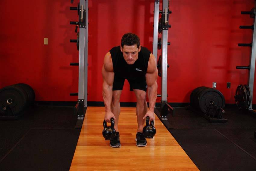 How to perform the Two-Arm Kettlebell Row exercise